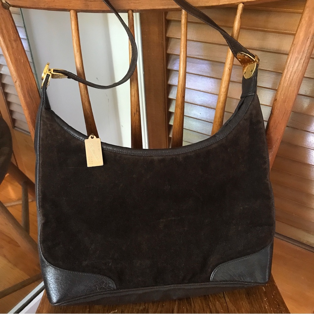 Vintage Zenith Leather and Velvet Handbag